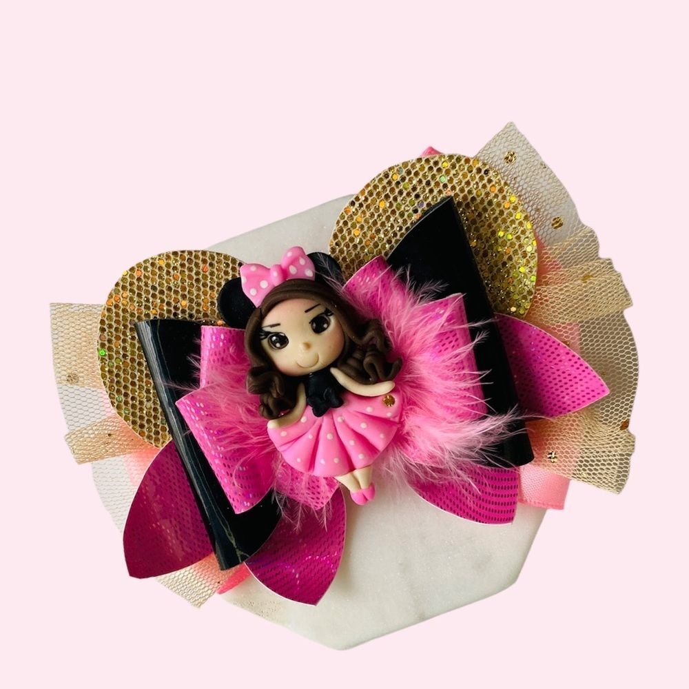Minnie Mouse Ears Disney Inspired Hair Bow with Clay